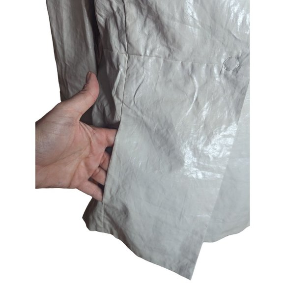 Hoss Intropia Coated 100% Linen Tan Blazer Jacket Designer Boho Sz 44 US Sz 12 - Picture 3 of 13